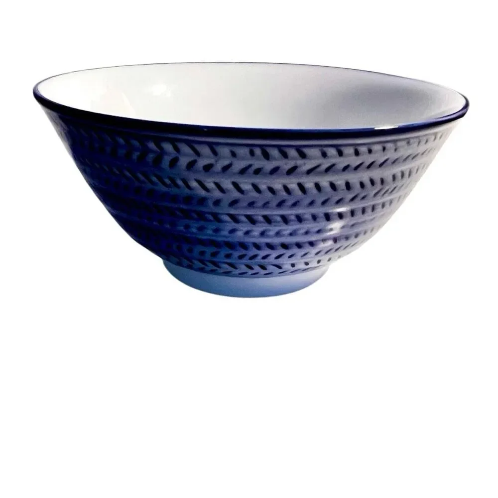 PIER ONE Blue TWILL Porcelain 6” Rice Bowl